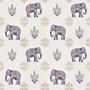 Rang Mahal 108" x 108" Cotton Bedsheet Set with 2 Pillow Covers – Royal Elephant in White & Grey