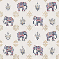 Rang Mahal 108" x 108" Cotton Bedsheet Set with 2 Pillow Covers – Royal Elephant in White & Grey