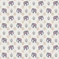 Rangmahal Blue & Ivory Elephant Print King Size Bedsheet Set with 2 Pillow Covers Size (108×108)
