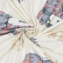 Rangmahal Blue & Ivory Elephant Print King Size Bedsheet Set with 2 Pillow Covers Size (108×108)