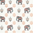 Rang Mahal 108" x 108" Cotton Bedsheet Set with 2 Pillow Covers – Royal Elephant in Grey & Rust