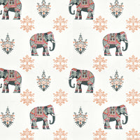 Rang Mahal 108" x 108" Cotton Bedsheet Set with 2 Pillow Covers – Royal Elephant in Grey & Rust