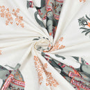 Rang Mahal 108" x 108" Cotton Bedsheet Set with 2 Pillow Covers – Royal Elephant in Grey & Rust