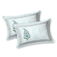 Rang Mahal 108" x 108" Cotton Bedsheet Set with 2 Pillow Covers – Royal Pavilion in Cream & Mustard