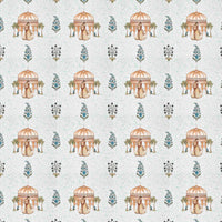 Rang Mahal 108" x 108" Cotton Bedsheet Set with 2 Pillow Covers – Royal Pavilion in Cream & Mustard