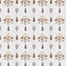 Rang Mahal 108" x 108" Cotton Bedsheet Set with 2 Pillow Covers – Royal Pavilion & Lady in Cream & Gold