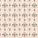 Rang Mahal 108" x 108" Cotton Bedsheet Set with 2 Pillow Covers – Royal Pavilion in Cream & Pink