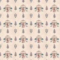 Rang Mahal 108" x 108" Cotton Bedsheet Set with 2 Pillow Covers – Royal Pavilion in Cream & Pink