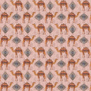 Rang Mahal 108" x 108" Cotton Bedsheet Set with 2 Pillow Covers – Royal Camel in Pink