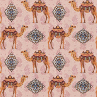 Rang Mahal 108" x 108" Cotton Bedsheet Set with 2 Pillow Covers – Royal Camel in Pink