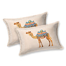 Rang Mahal 108" x 108" Cotton Bedsheet Set with 2 Pillow Covers – Royal Camel in Beige