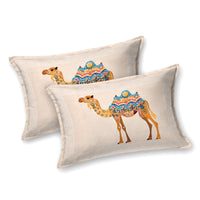 Rang Mahal 108" x 108" Cotton Bedsheet Set with 2 Pillow Covers – Royal Camel in Beige