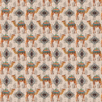 Rang Mahal 108" x 108" Cotton Bedsheet Set with 2 Pillow Covers – Royal Camel in Beige