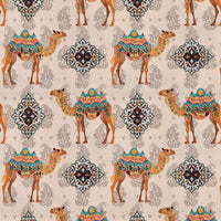 Rang Mahal 108" x 108" Cotton Bedsheet Set with 2 Pillow Covers – Royal Camel in Beige