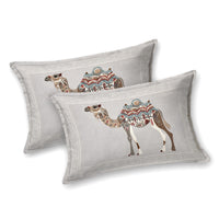 Rang Mahal 108" x 108" Cotton Bedsheet Set with 2 Pillow Covers – Royal Camel & Paisley