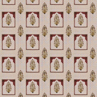 Rang Mahal 108" x 108" Cotton Bedsheet Set with 2 Pillow Covers – Mughal Arch Floral in Maroon & Gold