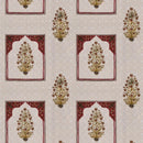 Rang Mahal 108" x 108" Cotton Bedsheet Set with 2 Pillow Covers – Mughal Arch Floral in Maroon & Gold