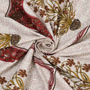 Rang Mahal 108" x 108" Cotton Bedsheet Set with 2 Pillow Covers – Mughal Arch Floral in Maroon & Gold