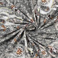 Rang Mahal 108" x 108" Cotton Bedsheet Set with 2 Pillow Covers – Royal Horse in Antique Grey