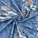 Rang Mahal 108" x 108" Cotton Bedsheet Set with 2 Pillow Covers – Royal Horse in Teal Blue