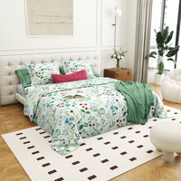 Checkmate Cotton Double Bedsheet with 2 Pillow Covers Soft, Breathable & Premium Printed Design Color Green