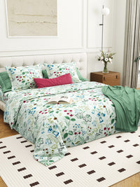 Checkmate Cotton Double Bedsheet with 2 Pillow Covers Soft, Breathable & Premium Printed Design Color Green