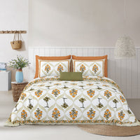 Hivdo Golden Vines 108" x 108" Cotton King Size Bedsheet Set with 2 Pillow Covers