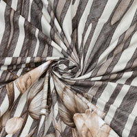 Elegant Brown Floral Striped King Size Bedsheet with 2 Pillow Covers Cotton Size (108×108)