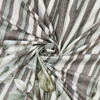 Serene Green Floral & Stripe King Size Bedsheet with 2 Pillow Covers – Cotton Blend Size (108×108)