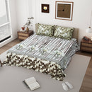 Serene Green Floral & Stripe King Size Bedsheet with 2 Pillow Covers – Cotton Blend Size (108×108)